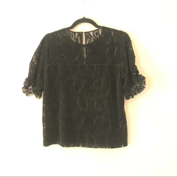 Anthropologie Parvati Velvet Lace Puffed Sleeve Blouse - Picture 7 of 7